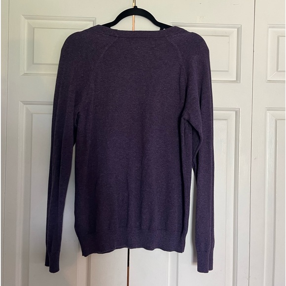 Purple Crewneck Layerable Sweater with Stitched Details - Picture 3 of 3
